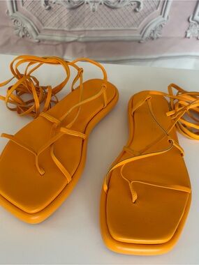 Ilio Smeraldo Geraldine Boubill Women’s Strappy Lace-Up Orange Sandals